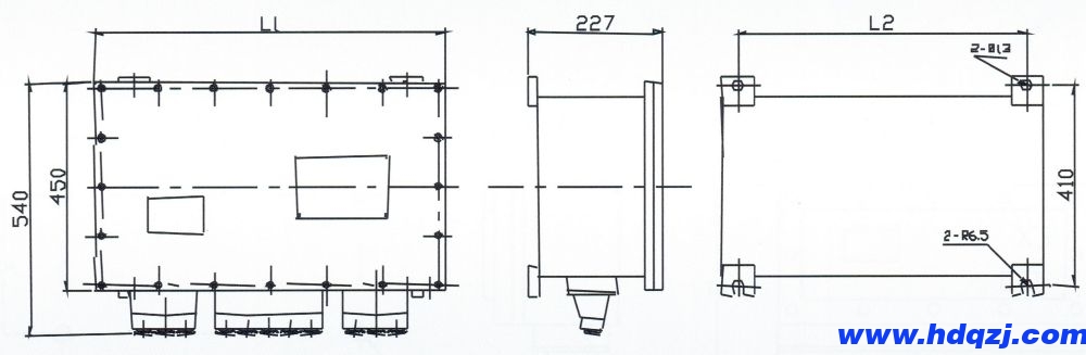 BQK隔爆型電氣控制箱外形安裝尺寸圖 BQK隔爆型電氣控制箱外形安裝尺寸圖